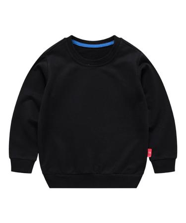 EISHOW 1-8T Unisex Boys Girls Cotton Crewneck Pullover Thin Long Sleeve Sweatshirt Kids T-Shirt Spring Sports Tops Blouse Black 4T