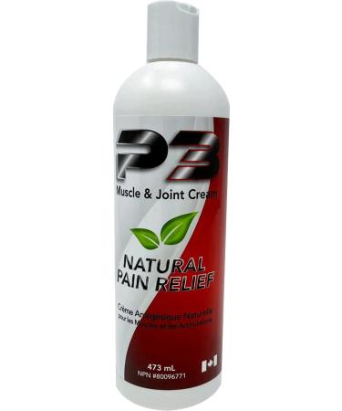 473mL P3 Muscle & Joint Cream - Sustainably sourced safe for all ages fresh scented muscle pain relief cream. alcohol and methyl salicylate free