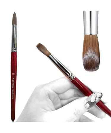 USIDAER Acrylic Nail Brush with 100% Pure Kolinsky Sable Hair and Red Wood Hand  Round Professional Gel Brush for Acrylic Application Size  10  12  14  16 18 (10)