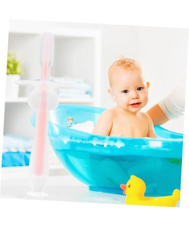 Frcolor 4-Piece Toddler Toothbrush Set - Silicone Baby Training Brushes with Suction Cup & Lid - Infant Toothbrushes in Pink for Newborns - Buy Online on GoSupps.com