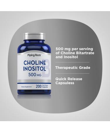 Piping Rock Choline Inositol Supplements | 500mg | 200 Capsules | Choline Bitartrate & Myo-Inositol | Non-GMO Gluten Free - Buy Online on GoSupps.com