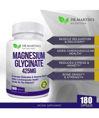 180ct 425mg Magnesium Glycinate Capsules - Stress Relief, Sleep Aid, Muscle Cramp Support & Heart Health - Buy Online on GoSupps.com