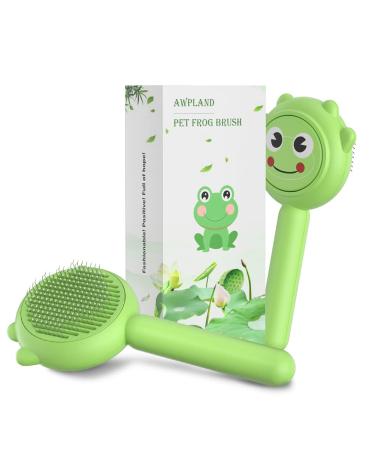 Awpland Pet Frog Brush, Self Cleaning Slicker Brushes for Dogs Cats, Cat Brush for Shedding and Grooming Tool, Removes Loose Undercoat, Mats Tangled Hair Comb for Long Short Haired Dogs, Cats, Rabbit