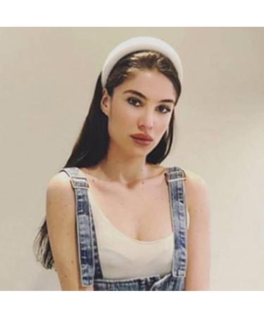 Satin Padded Headbands for Women Solid Plastic Thick Hair Hoop Girls Sponge Non-slip Hairbands Hair Accessories (White) Women's headband - Buy Online on GoSupps.com