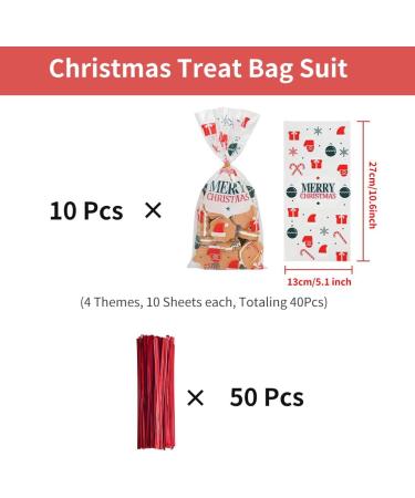 Christmas Cellophane Bags Christmas Candy Bags with Twist Ties Xmas Party Gift Bags Christmas Candy Cookie Bags Goodies Treat Bags for Christmas Party Supply Party Favor 50pcs - Buy Online on GoSupps.com