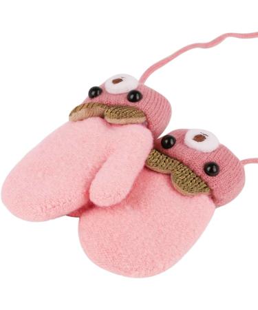 Ipenny Toddler Magic Stretch Mittens | Thick Plush Lined Winter Gloves for Baby Boys & Girls | Warm Full Finger Knitted Gloves for Cold Weather | Size 12x7cm | 0-3 Years | Style B Pink - Buy Online on GoSupps.com