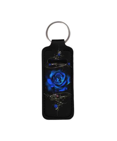 AFPANQZ Chapstick Keychain Holder Lipstick Pocket Blue Rose Lip Balm Gloss Holder for Womens Bulk Lipstick Sleeve Pouch Portable Lip Gloss Tube Holder Rose Blue 1PCS