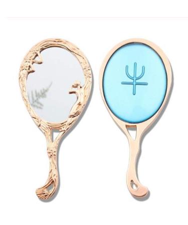 Sailor Moon Mirror Pearl Butterfly Makeup Outfit Handhold Makeup Oval Cosmetic Hand Held Mirror Beauty Dresser Travel Espelho (Blue)
