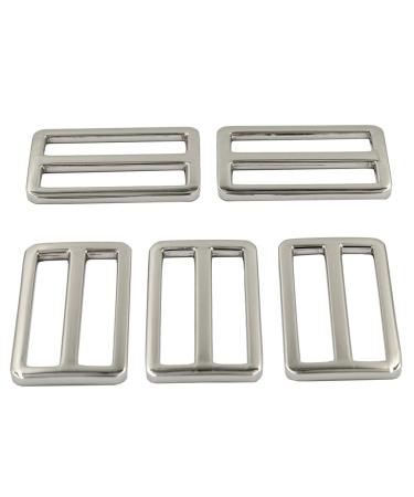 DGOL 10pcs 1-1/2 inch Slider Webbing Strap Tri Glide Buckles Zinc Alloy Tri-Glide Slide Buttons Fasteners (Silver)
