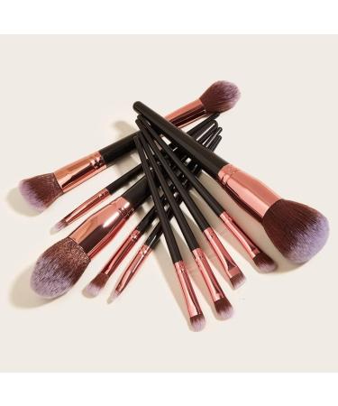 10-Piece Black Makeup Brush Set - Large Foundation & Cosmetic Brushes for Perfect Application - Buy Online on GoSupps.com