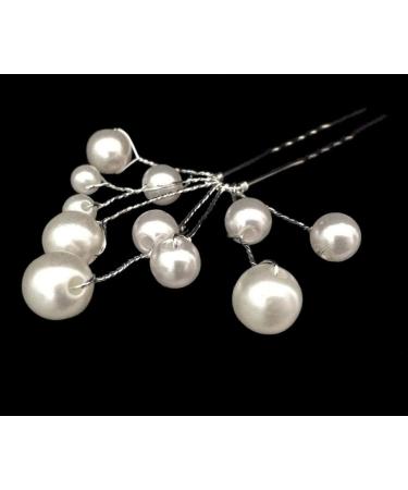 White Pearl Cluster Hair Pin Set - For Weddings Proms Formal Dress - Buy Online on GoSupps.com