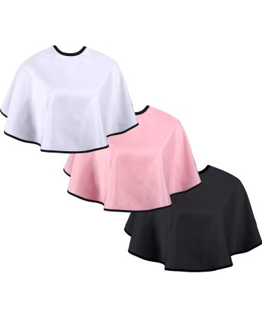 3 Pieces Makeup Capes for Clients Makeup Bibs Comb-out Beard Aprons Hair Dye Aprons Styling Shampoo Capes Hair Salon Shorty Cape Barber Short Smock for Hair Beauty Makeup Artist Accessories, 3 Colors
