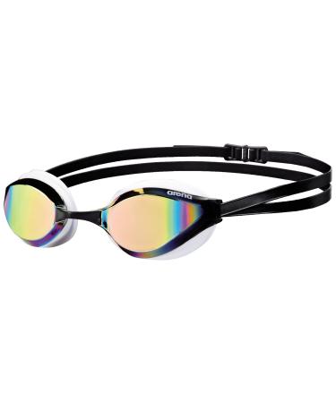 arena Python Racing Swim Goggles for Men and Women, UV Protection, Anti-Fog, Dual Strap, Mirror/Non-Mirror Lens Mirror Lens Copper/White