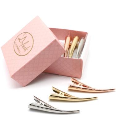 Dofash 6Pcs Small Metal Duck Billed Hair Clips Alligator Hair Clips for Women Hair Accessories for Girls' Hair Styling (Blonde+Sliver+Rose Gold) (Blonde+Sliver+Rose Gold) Multi-color