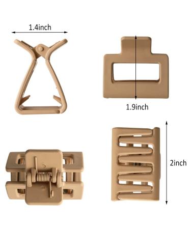 Bolonar 4PCS Neutral Hair Clips Set - Matte Square & Claw Clips for Thin and Thick Hair - Women's Hair Accessories - Buy Online on GoSupps.com