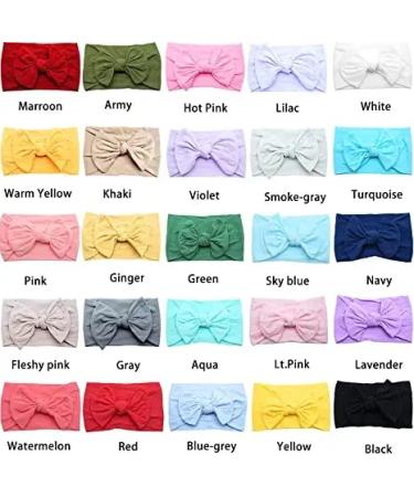 Midodo 25-Piece Soft Elastic Baby Headband Set | Newborn Turban Knot Hair Bands for Girls | Stretchable Nylon Accessories - Buy Online on GoSupps.com
