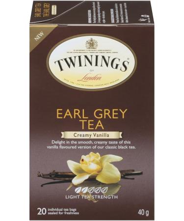 Twinings Earl Grey Creamy Vanilla Individually Wrapped Tea Bags | Black Tea with Vanilla & Bergamot Citrus | 20 Count (Pack of 6) | Enjoy Hot or Iced Earl Grey Creamy Vanilla 20 Count (Pack of 6) - Buy Online on GoSupps.com