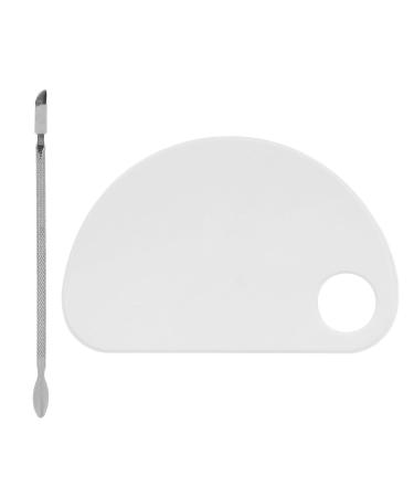 Nail Art Mixing Palette with Spatula - Clear Acrylic Semi-Circular Makeup Mixing Tray for Perfect Nail Designs - Shop Internationally - Buy Online on GoSupps.com