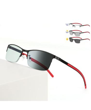 Zukky semi-frame photo-linen-linen reading glasses Black and red metal frame color change-linen-sun-sonnen-sonnen-sonnen-sunlass readers AM43 (color: Black and Red Size: 3.75x) 3.75x Black and Red