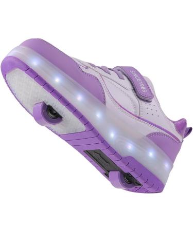 Adjustable LED Roller Skates for Kids - Purple Retractable Sneakers with Wheels | Boys & Girls Outdoor Sports - Buy Online on GoSupps.com