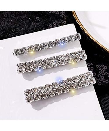 Tzoxal Luxury Hair Clips for Women  Bling Rhinestones Prom Bobby Pins Barrettes  White Sparkly Hairgrip Hair Headwear Accessories for Party Wedding Daily(3PCS) Style2