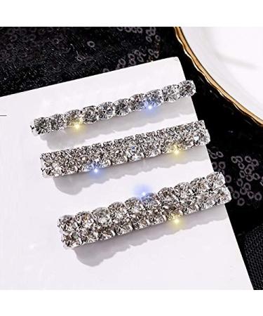 Tzoxal Luxury Hair Clips for Women Bling Rhinestones Hairpins Barrettes White Sparkly Hairgrip Hair Headwear Accessories for Party Wedding Daily (A) Gold White