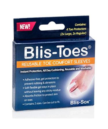 Blis-Toes - Reusable Toe Comfort Sleeves - 2 Large + 2 Regular