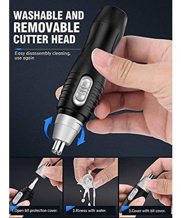 Nose Hair Trimmer & Ear Clipper Cordless Tool with IPX7 Waterproof | Facial Hair Scissor for Men and Women - Black - Buy Online on GoSupps.com
