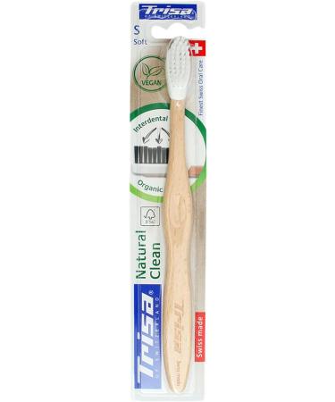 Trisa Natural Clean Sustainable Wooden Toothbrush | Eco-Friendly Swiss Beech Wood & Renewable Bristle - Shop Internationally - Buy Online on GoSupps.com