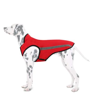 Slowton dog jacket waterproof dog coat adjustable neck and breast size pet vest with reflective stripes waterproof dog sweater snowsuit keep you warm (XXL red) XXL red