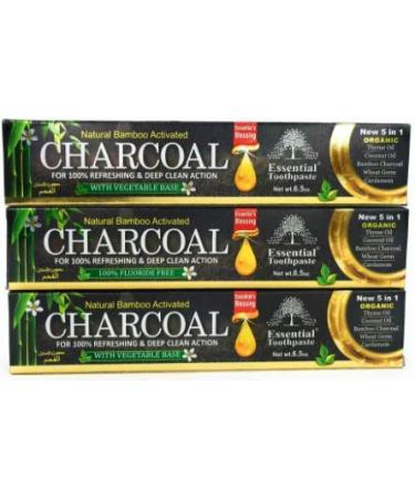 Organic Bamboo Charcoal Toothpaste 100% Natural Teeth Whitening 3 Pack Oral Care - 6.5 oz