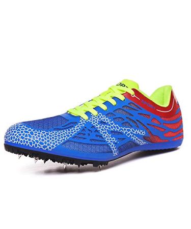 iFRich Track Spikes Shoes Mens Womens Mesh Track and Field Athletics Sneakers Boys Girls Training Sprint Racing Track Shoes with Spikes 9 Blue