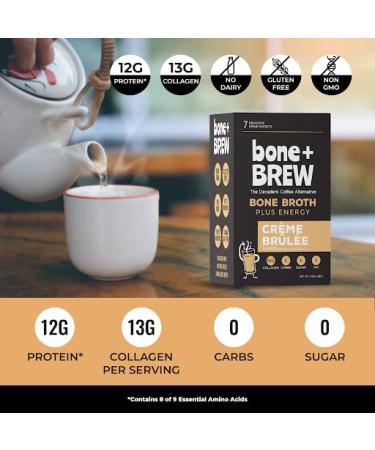 Bone Broth Cr me Brul e Flavored Coffee Alternative - 7 Packets, 12g Protein, 13g Collagen, Keto and Paleo Friendly - Buy Online on GoSupps.com