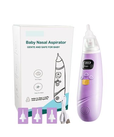 KANEE Baby Nasal Aspirator Electric Baby Nose Sucker 3 Suction Levels for Newborns Booger Snot Mucus Remover Toddlers Rechargeable Infants Nose Cleaner 3 Different Silicone Nozzles & Music Purple