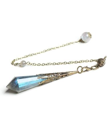 AITELEI Natural Gemstone Labradorite Crystal Pendulum 12 Chakra Healing Therapy Pendant - Buy Online on GoSupps.com