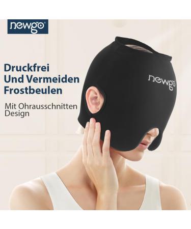 Newgo Cool Cap Headache Relief Mask - Stretchy Migraine Hat & Sleep Mask for Swollen Eyes & Stress Relief (Black) | International Shipping Available - Buy Online on GoSupps.com