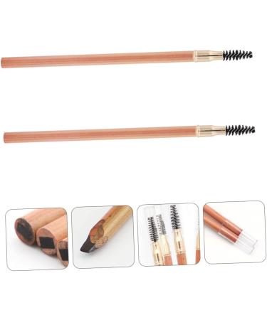 Healvian 2pcs Double Ended Eyebrow Pencil with Brush Eye Brow Pen Eyebrow Pencil Brown Brow Pen Brush Wood - Buy Online on GoSupps.com