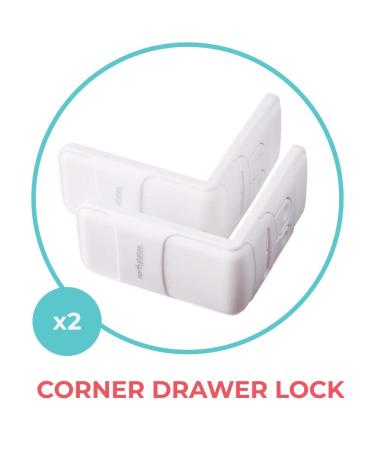 Corner Drawer Locks - Toddleroo by North States (2-Pack White) - No Tools Required Baby Proofing Solution for End Drawers and Filing Cabinets - Buy Online on GoSupps.com