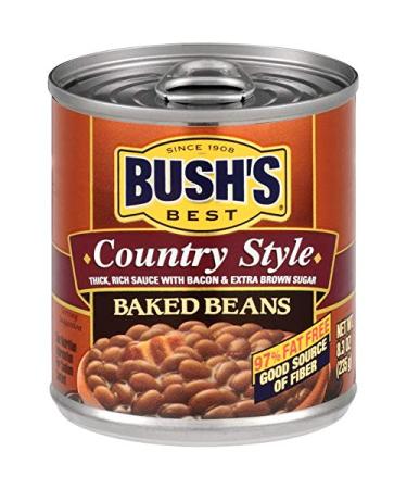 Bush's Best Country Style Baked Beans, Canned Beans, Baked Beans Canned, Source of Plant Based Protein and Fiber, Low Fat, Gluten Free, 8.3oz (Pack - 12)