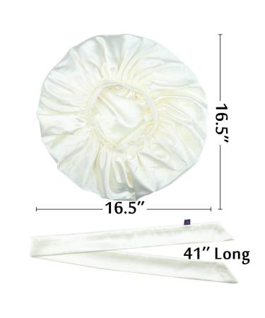 Alnorm Extra Large Satin Sleep Cap - Double Layer White | One Size for Ultimate Comfort - Buy Online on GoSupps.com