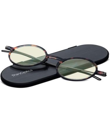 ThinOptics Manhattan Blue Light Blocking Glasses | Round Tortoise | 44mm Reading Specs - Buy Online on GoSupps.com