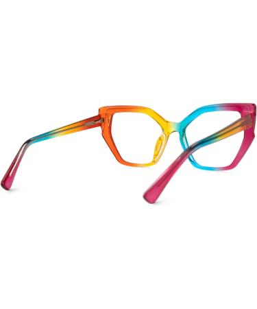 VOOGLAM Rainbow Color Cat Eye Blue Light Blocking Glasses for Women - UV Protection Fashion & Anti Eyestrain - Buy Online on GoSupps.com