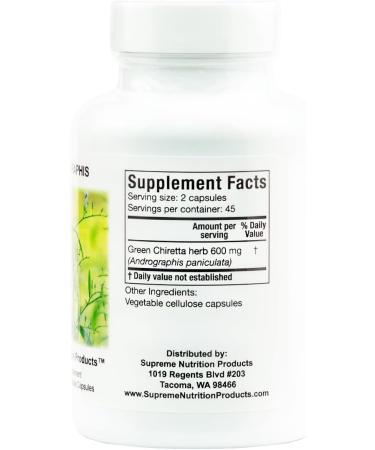 Supreme Nutrition Andrographis 90 Pure Green Chiretta Vegetarian Capsules (Pack of 2) 90 Count (Pack of 2) - Buy Online on GoSupps.com
