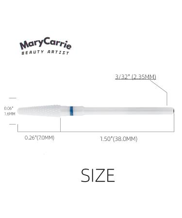 MaryCarrie Ceramic Small Cone Cuticle Clean Drill Bit - 3/32 Inch Shank - Acrylic Nails Gel Remover - White (Medium Grit) - Buy Online on GoSupps.com