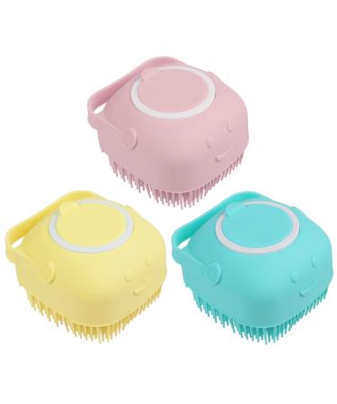 Silicone Body Scrubber Soft Silicone Massage Exfoliating Bath Exfoliating Body Scrubber Shower Bath Body Brush Easy to Clean (Yellow+Blue+Pink)