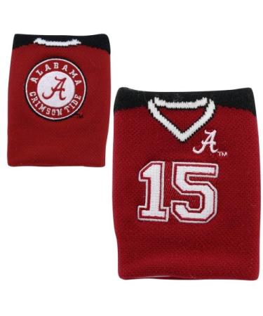 University of Alabama hats : Alabama Crimson Tide #15 Football Wrist Sweatband - Crimson