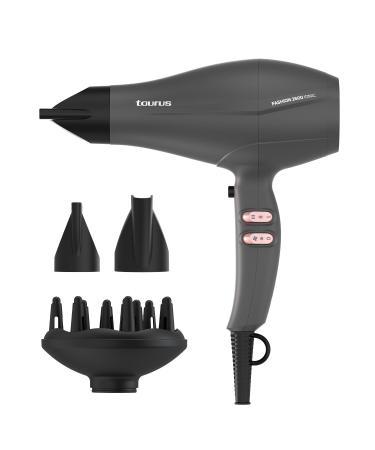 Taurus Hair Dryer Fashion 2600 Ionic 2600W 6 speed and temperature settings AC motor Ionic Care Cold air Diffuser & 2 concentrators Black