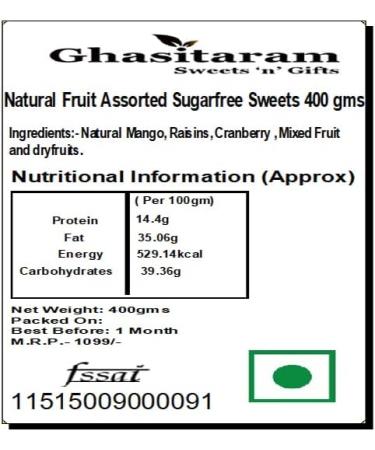 Ghasitaram Gifts Rakhi Gifts for Brothers Rakhi Gifts Natural Fruit Assorted Sugarfree Sweets 400 GMS with Beads Rakhi - Buy Online on GoSupps.com