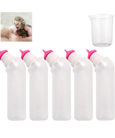 Gufastoe 5pcs Pet Feeding Mini Pink Silicone Nipple with Bottle for Puppy Dog Cat or Other Pets Pink Color - Buy Online on GoSupps.com