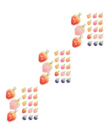 COHEALI 54 Pcs Acrylic Handmade Material Flower Dangle Earrings Mini Strawberry Pendant Novelty Ornaments 3d